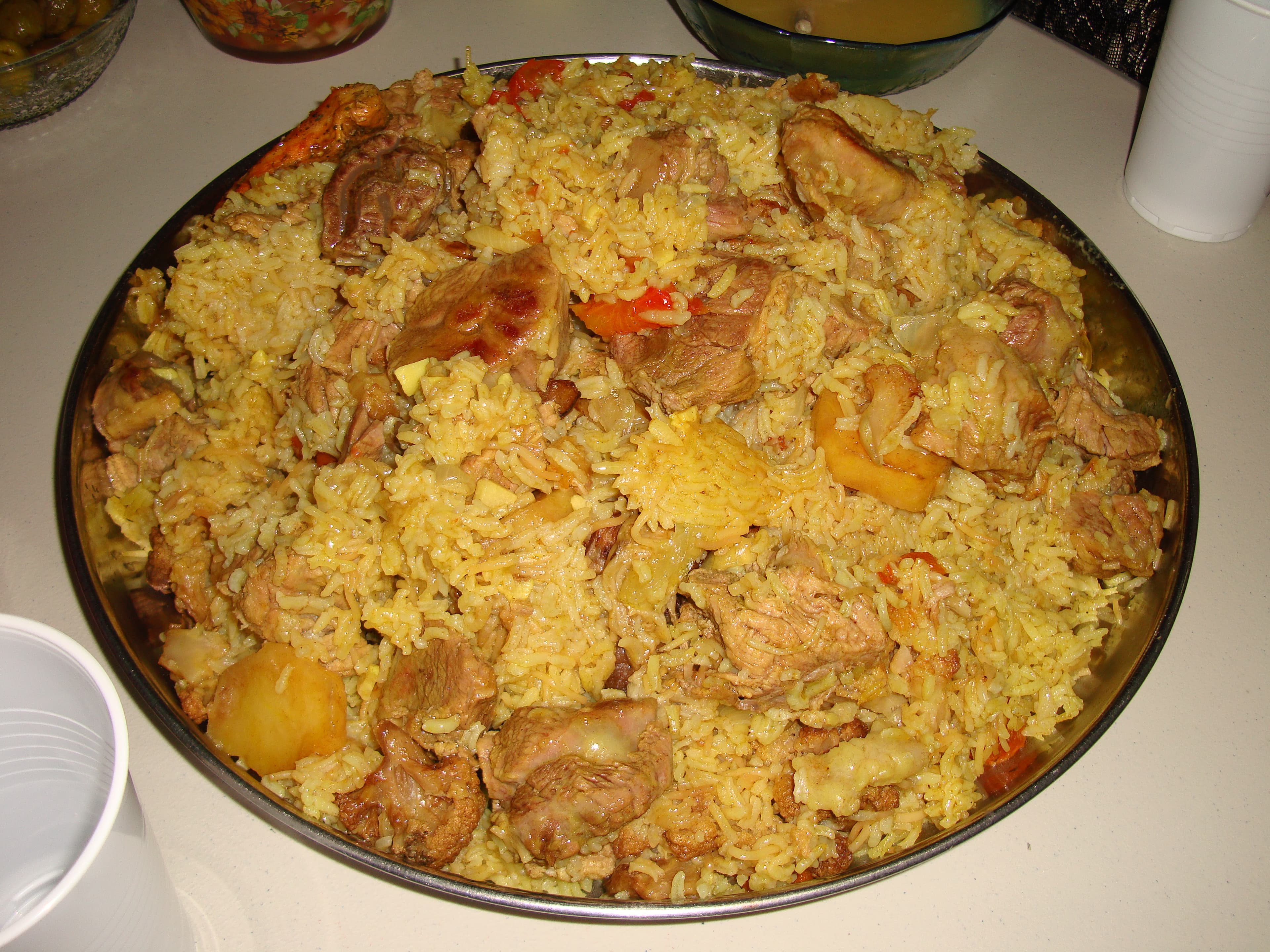Maqluba upside-down rice dish with lamb and eggplant