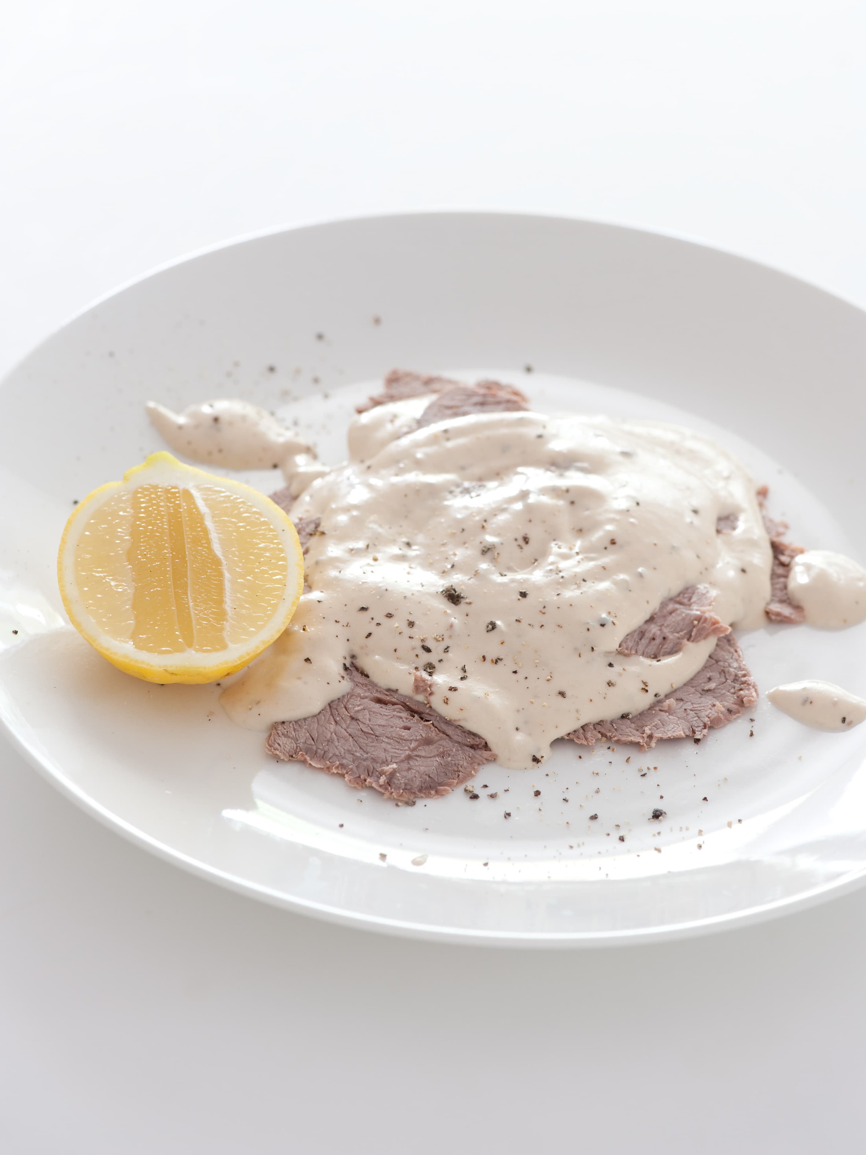 Vitello tonnato with thinly sliced veal and creamy tuna sauce