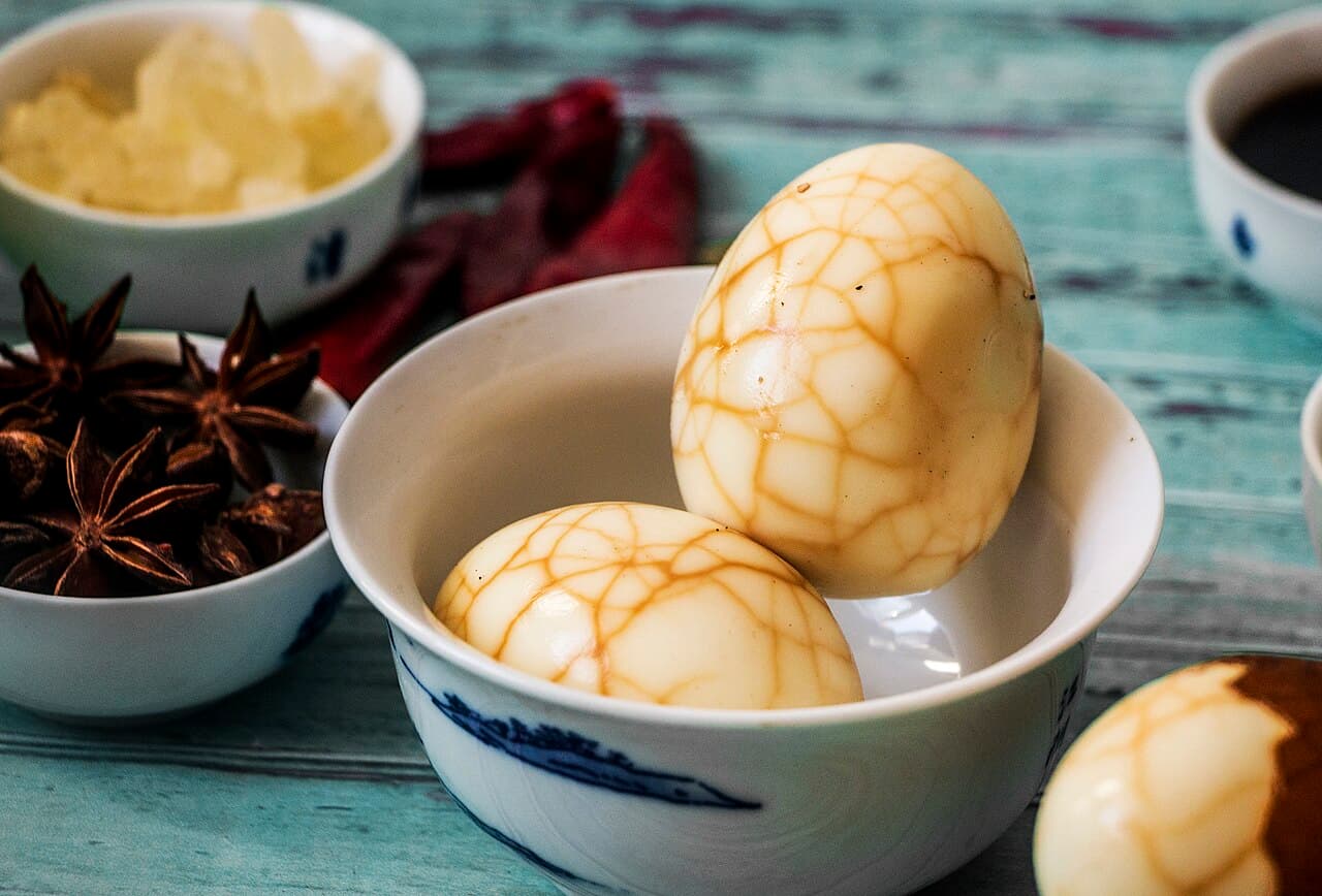 Korean egg bread gyeran-bbang with whole eggs baked on top